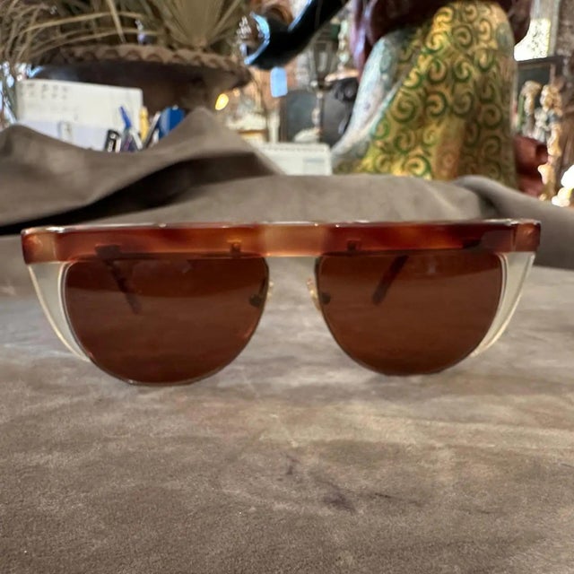 Brown 1990s Newer Worn High Quality Italian Sunglasses by Trussardi For Sale - Image 8 of 12