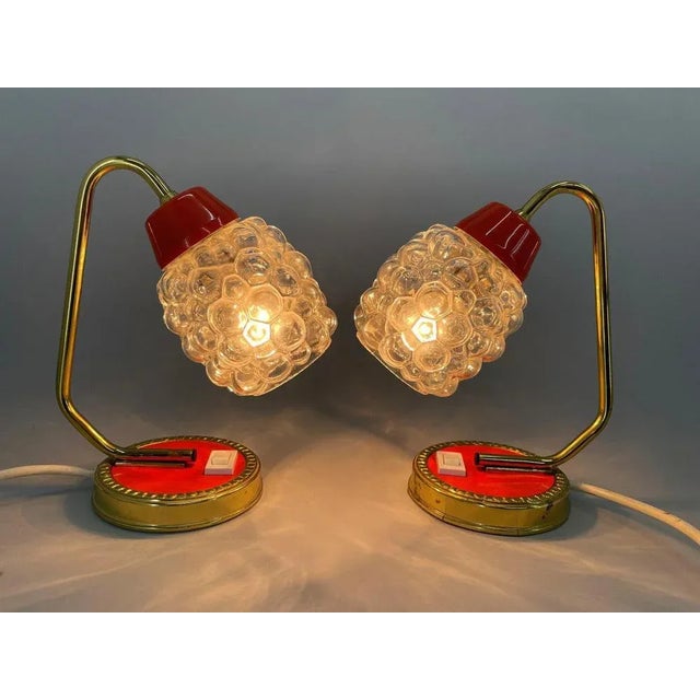 Set of 2 vintage table lamps made in style of Helena Tynell. Bulb: 1 x E25-E27. Up to 250V (Europe/UK Standard).The wiring...