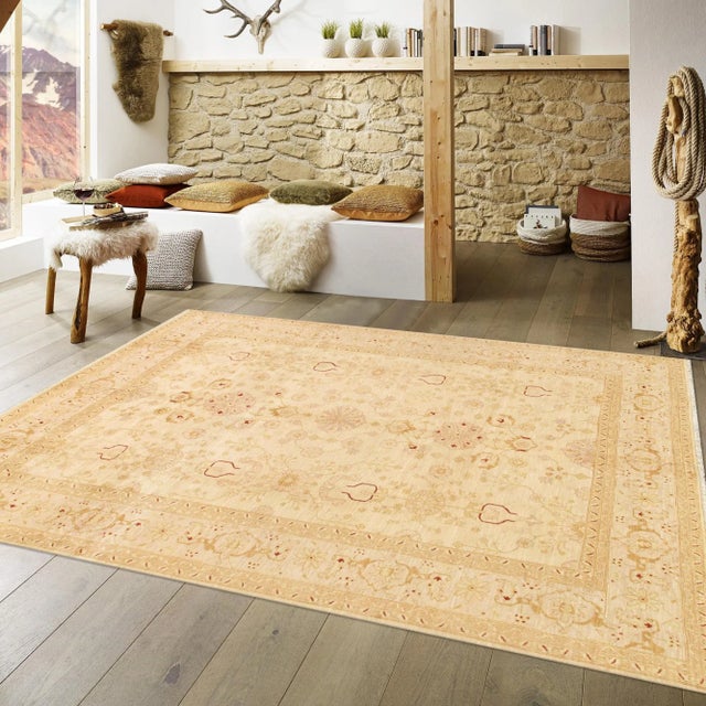 Pasargad Home Bakhshayesh Lamb's Wool Area Rug, 9' 1" X 12' 0", Ivory For Sale In New York - Image 6 of 7