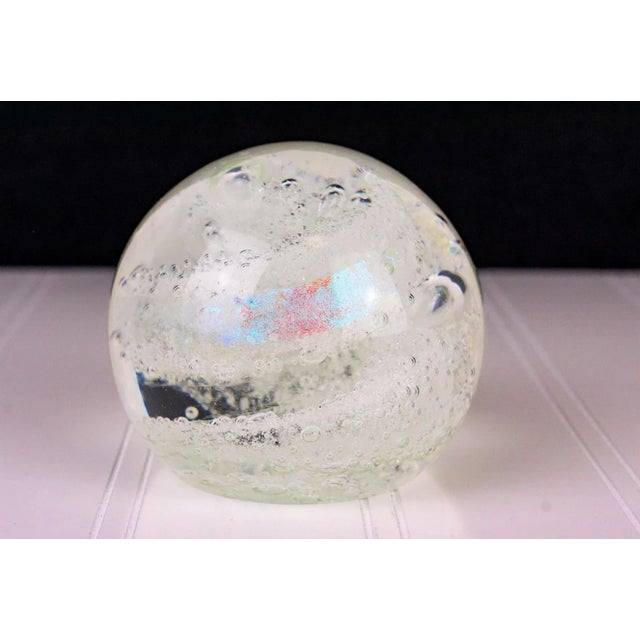 Handmade Vintage Mid 20th Century Clear Bubbly Glass Paperweight With Iridescent Colors, Signed by Aallir Kary For Sale - Image 12 of 12