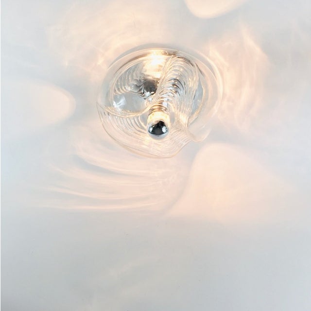 Transparent Large Space Age Mid-Century Glass Ceiling Light/Flush Mount Wave/Futura Model by Koch & Lowy for Peill & Putzler, Germany, 1970s For Sale - Image 8 of 14