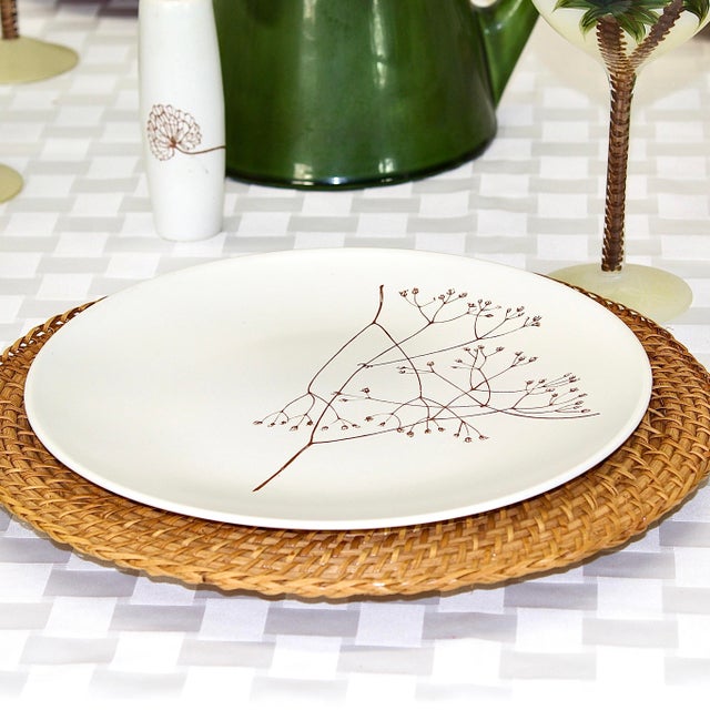 Ceramic 1960s Knowles Dinner Plates| Botanica by Russel Wright | Set of 6 For Sale - Image 7 of 7