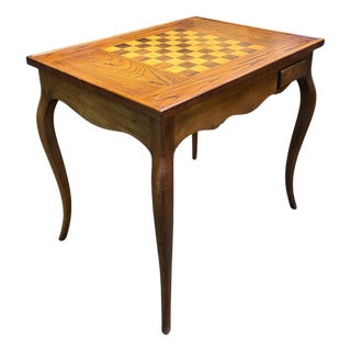 Mid 20th Century Louis XV Style Marquetry Chess & Backgammon Game Table For Sale
