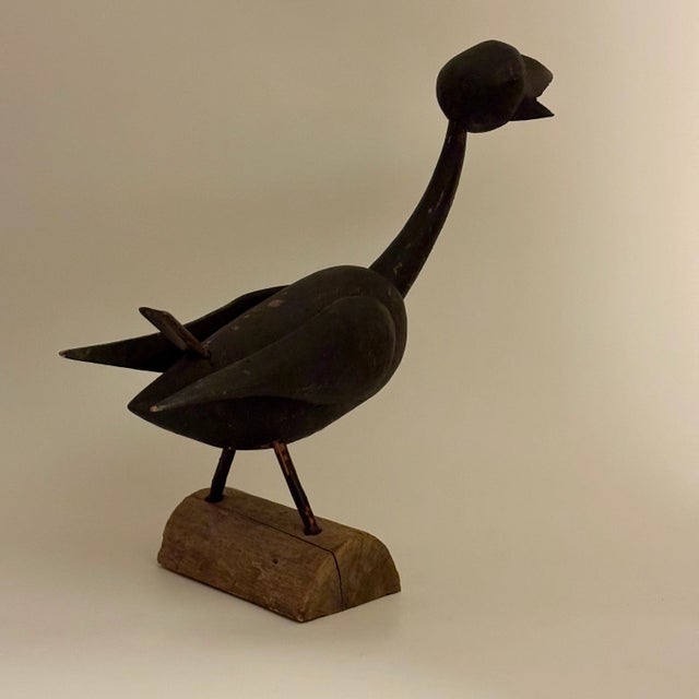 Early 20th Century Large Folk Art Wooden Sculpture of Bird With Long Neck & Open Beak For Sale In New York - Image 6 of 12