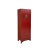 Chinese Oriental Slim Red Lacquer Moon Face Narrow Tall Storage Cabinet For Sale - Image 3 of 9