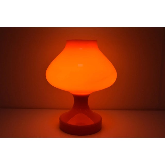 Orange Glass Table Lamp attributed to Valasske Mezirici, 1970s For Sale - Image 10 of 11