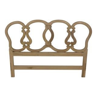 Queen Size French Style White Washed Bed Headboard For Sale