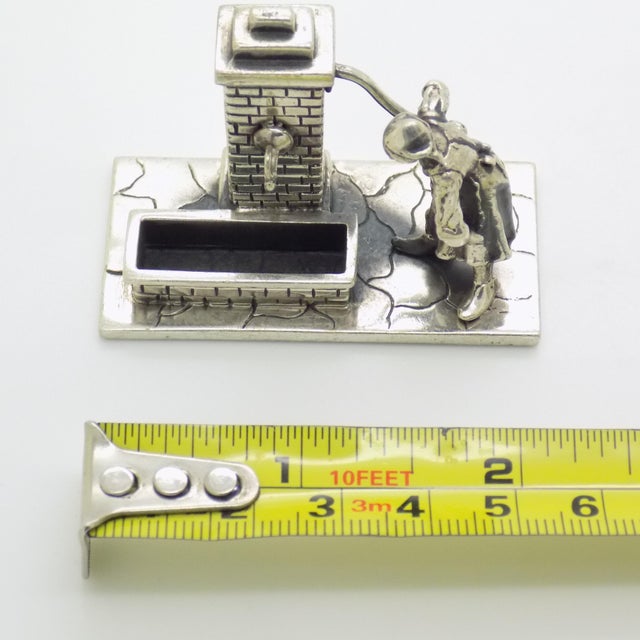 Vintage Italian Handmade Genuine Solid Sterling Silver Woman at Street Water Fountain Figurine Sculpture For Sale - Image 10 of 10