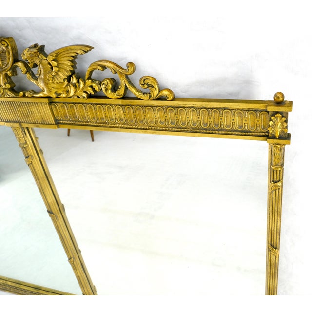 Large c1920s 65x49 Rectangle Neoclassical Gilt Mirror w/ Griffins MINT For Sale - Image 16 of 16