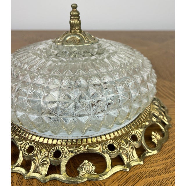 Gold Vintage French Ceiling Lamp in Cut Glass For Sale - Image 8 of 13