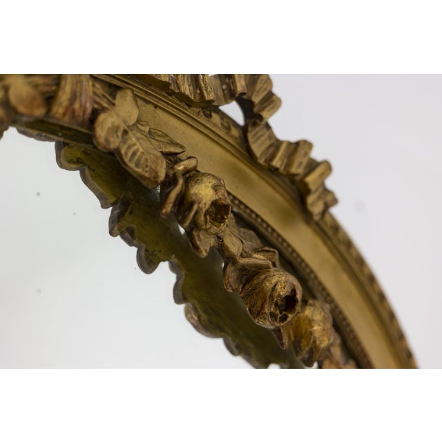 Glass Louis XVI Style Mirror in Gilded and Carved Wood, 1880s For Sale - Image 7 of 12