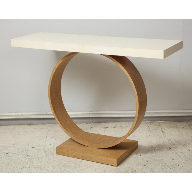 Bespoke Sculptural Cerused Oak and Parchment Console For Sale - Image 4 of 10