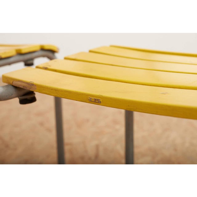 Model 1024 Garden Chairs with Galvanized Steel Tube Frames and Yellow Wooden Slats, 1934, Set of 2 For Sale - Image 10 of 13
