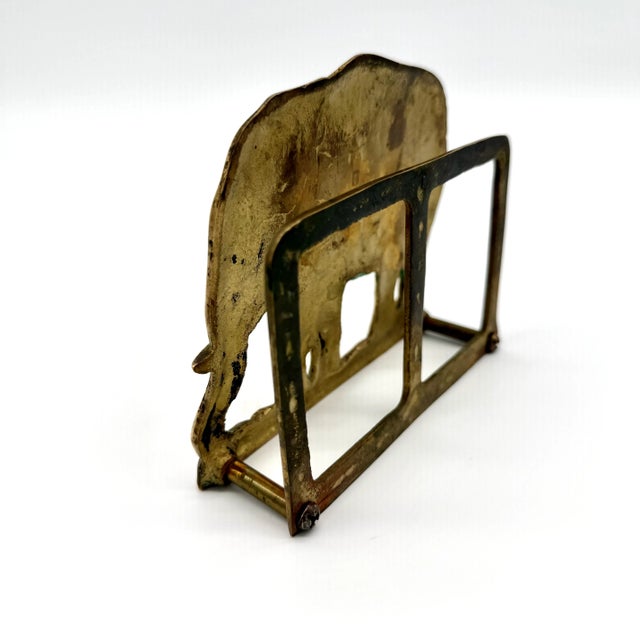 Mid 20th Century Vintage Decorative Brass Elephant Letter Rack For Sale - Image 5 of 8