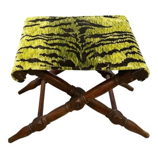 Early 19th Century Vintage Scalamandre Campaign Bench For Sale