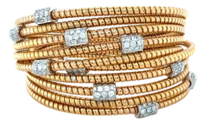 18k Bicolor Gold and Diamond Wrap Bangle Bracelet