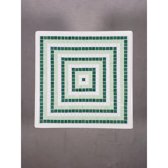 Mid-Century Modern 1950s Mid-Century Modern Original Side Table Restored W/Patterned Italian Glass Mosaic Tile From Sicis For Sale - Image 3 of 8