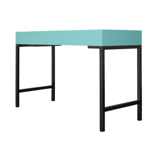 Not Yet Made - Made To Order Maple Writing Desk - Turquoise For Sale - Image 5 of 7