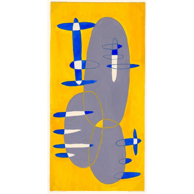 Mid-Century Modern "Abstract Ovals" Original Painting C. 1950 For Sale - Image 3 of 3