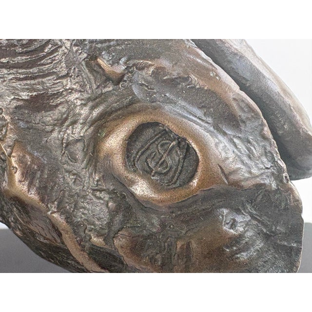 Vintage Bronze Finish Reclining Panther Sculpture on Modernist Base For Sale In Orlando - Image 6 of 10