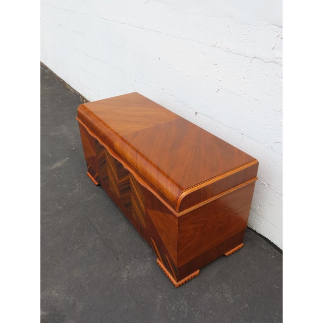 Art Deco Lane Art Deco Waterfall Inlay Cedar Chest Blanket Trunk 6627 For Sale - Image 3 of 18