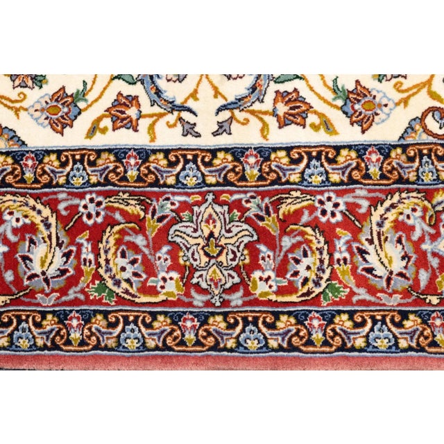 Ivory Extremely Fine Persian Isfahan Wool & Silk Rug 3'8'' X 5'3'' For Sale - Image 8 of 12