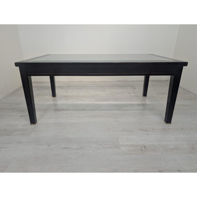 Wood Vintage Modern Classic Rectangular Coffee Table in Wood and Beveled Glass, 1970 For Sale - Image 7 of 15