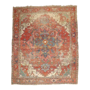 Late 19th Century Heriz Serapi Distressed Rug, 8'8'' X 11'5''