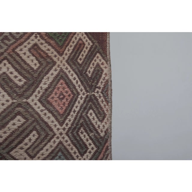 1960s Vintage Wool Turkish Jajim Kilim Rug 2'4'' X 8'10'' For Sale - Image 9 of 13