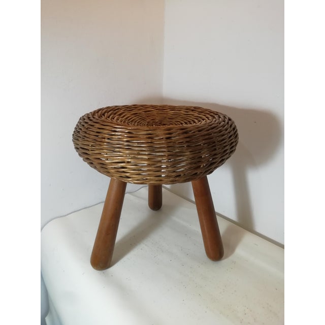 Mid-Century Modern Vintage Wicker Stool by Tony Paul, 1950s For Sale - Image 3 of 8
