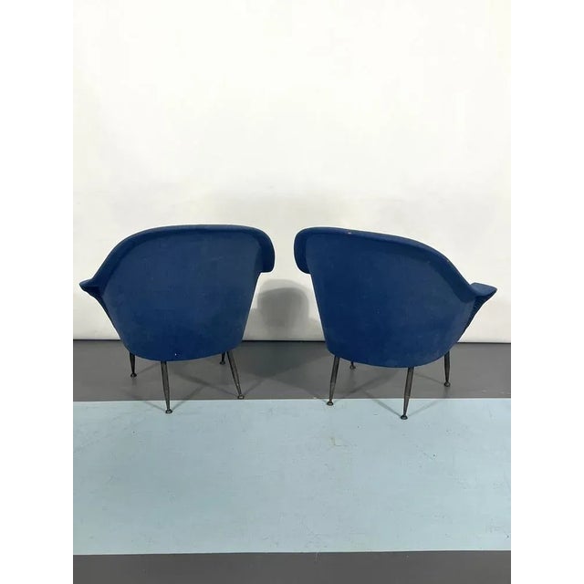 Blue Mid-Century Modern Loveseat and Armchairs by Gastone Rinaldi, 1950s, Set of 3 For Sale - Image 8 of 18