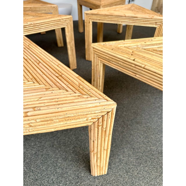 Modular Rattan Tables by Vivai Del Sud. Italy, 1970s For Sale - Image 10 of 11