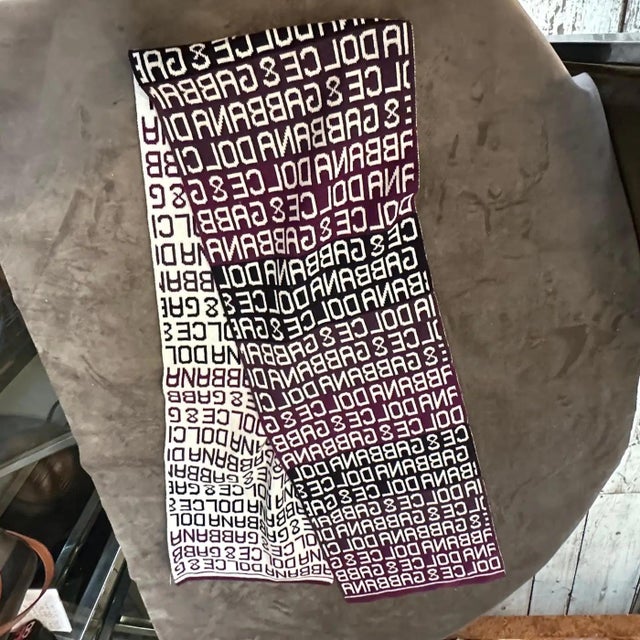 21st Century Burgundy Black and White Continuous Logo Scarf by Dolce & Gabbana For Sale - Image 9 of 11