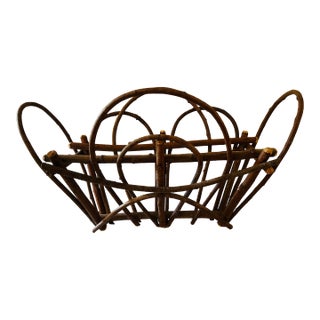 Vintage Twig Adirondack Style Bentwood Wall Mount Magazine Holder Made by Artesian For Sale