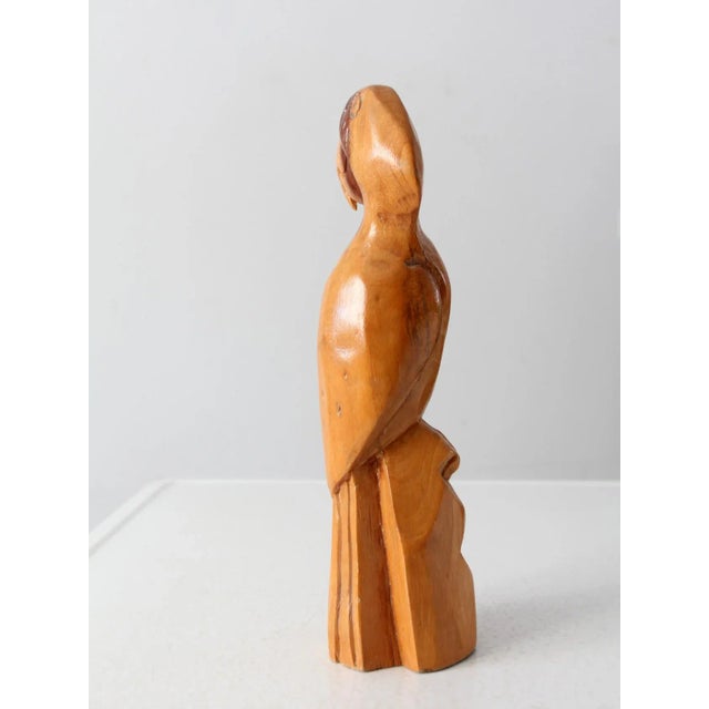 Mid 20th Century Vintage Hand Carved Wooden Parrot For Sale - Image 5 of 12