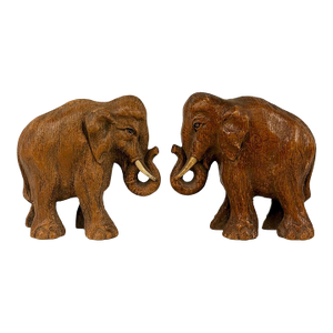 Vintage Traditional African Elephant Library Paperweight Bookend - A Pair