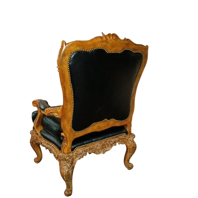 Black Elevate Your Estate With the Timeless Grandeur of This Exceptional Pair of Maitland-Smith Rococo Revival Armchairs. For Sale - Image 8 of 11