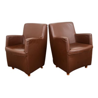 1960s Mid Century Danish Modern Lounge Chairs Set Leather N Eilersen Chocolate Brown 2 For Sale
