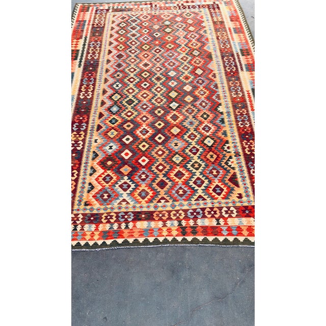 Textile Vintage Afgan Kilim Rug-10′2″ × 16′3″ For Sale - Image 7 of 8