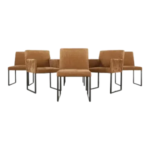 Set of Six Bronzed Steel Sled Style Dining Chairs