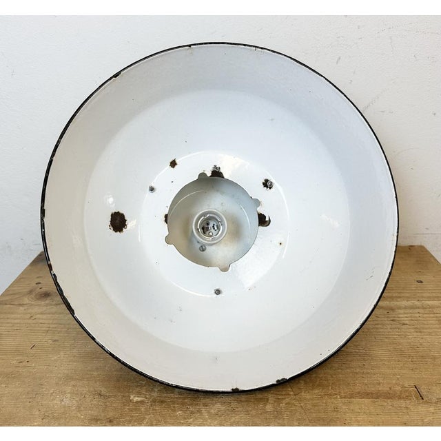 Industrial Black Enamel Factory Lamp with Cast Iron Top from Elektrosvit, 1960s For Sale - Image 14 of 17
