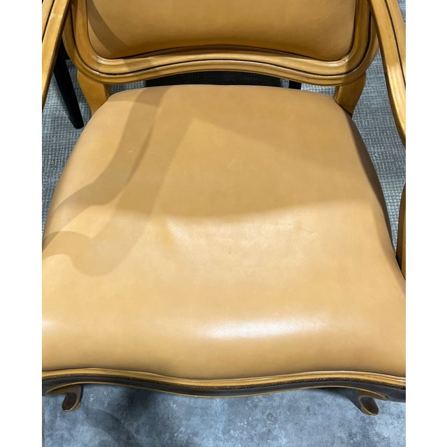 1990s Pair of William Switzer Louis XV Leather Armchairs For Sale - Image 11 of 18