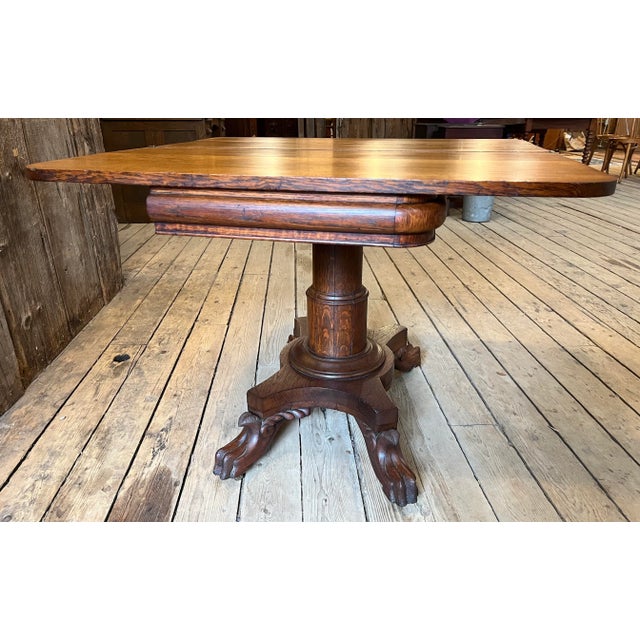 Late 19th Century Victorian Oak Carved Folding Pedestal Game Table For Sale - Image 5 of 9