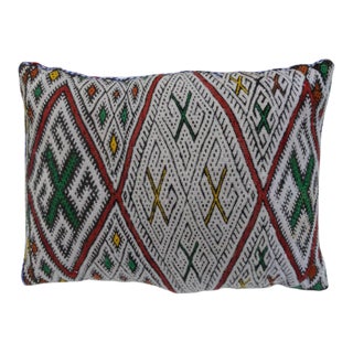 Vintage Colorful Berber-Patterned Moroccan Wool Pillow For Sale