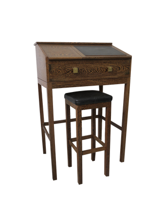 Danish Standing Desk and Stool, 1960s, Set of 2