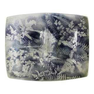 Large Edwin Walter Kiln Glass 3-Part Fern Serving Dish For Sale