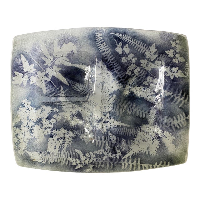 Large Edwin Walter Kiln Glass 3-Part Fern Serving Dish For Sale