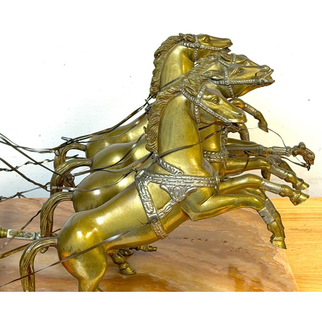 Brass Monumental Grand Tour Imperial Roman Triumphator Driving a Four-Horse Quadriga For Sale - Image 8 of 18