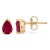 Contemporary 14K Yellow Gold 6x4MM Pear Shaped Red Ruby Solitaire Stud Earrings For Sale - Image 3 of 5