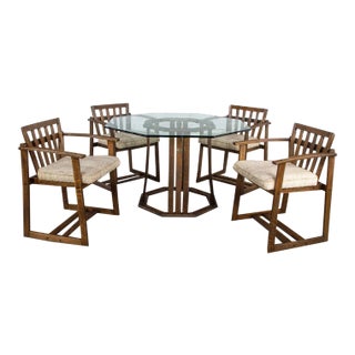 Vintage Rustic StavOak Dining Game Table & 4 Chairs From Jack Daniels’ Barrel Staves by Jobie G. Redmond 1981 For Sale